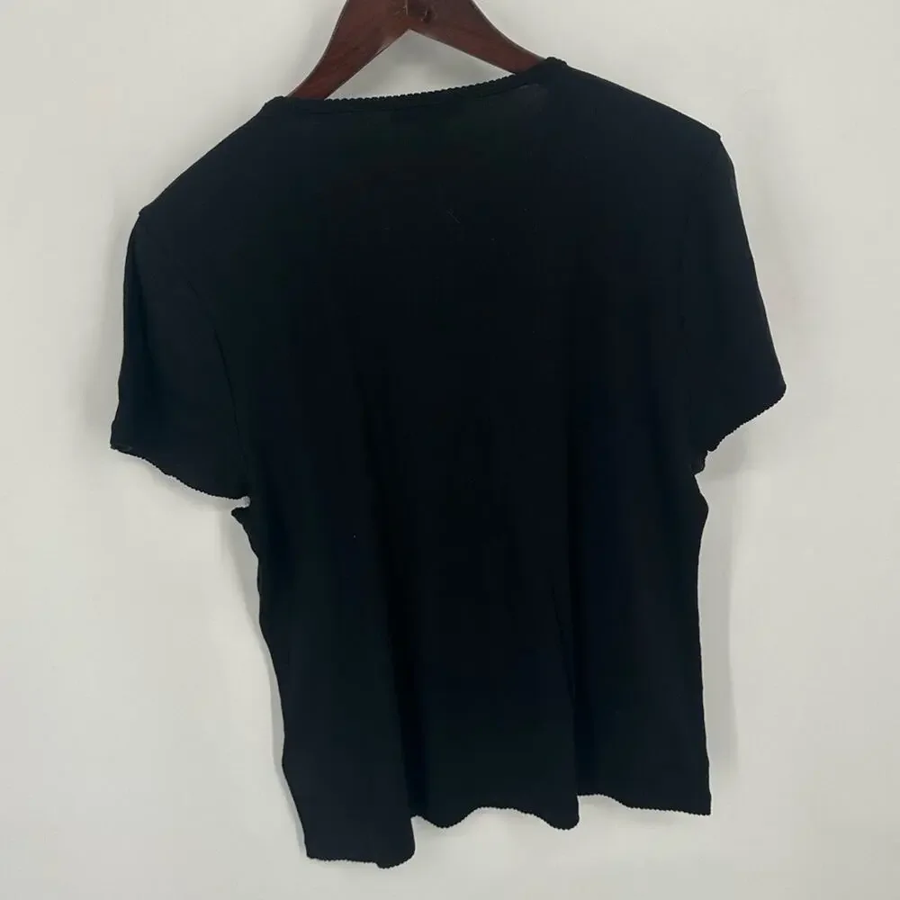 NWT J. Crew Fine Rib Short-sleeve T-shirt Black Size XXL  Classic Minimalist